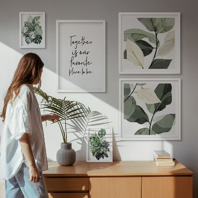 Sada obrazů do ložnice Moderní rostlinné inspirace