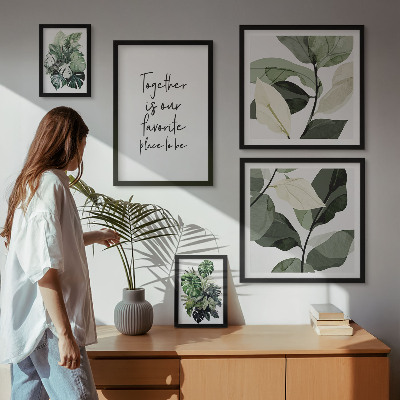 Sada obrazů do ložnice Moderní rostlinné inspirace