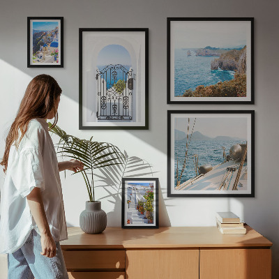 Sada obrazů do ložnice Krajiny Řecka mořské architektury