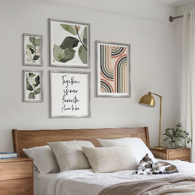 Sada obrazů do ložnice Stylová geometrie květinových akcentů