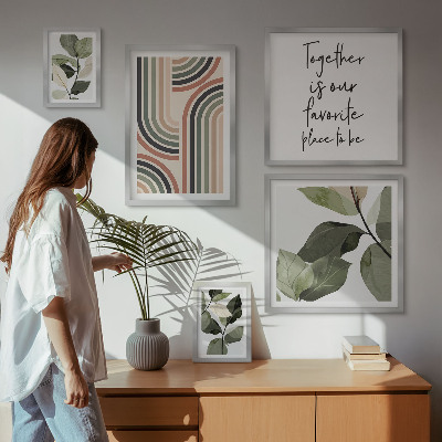 Sada obrazů do ložnice Stylová geometrie květinových akcentů