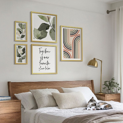 Sada obrazů do ložnice Stylová geometrie květinových akcentů