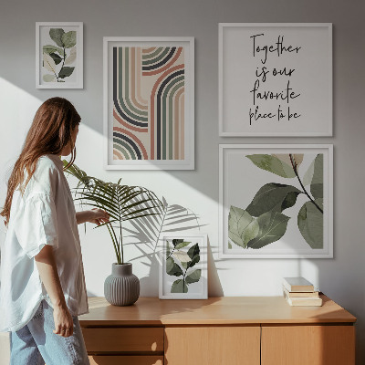 Sada obrazů do ložnice Stylová geometrie květinových akcentů