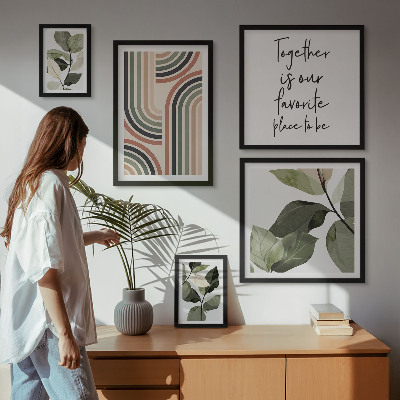Sada obrazů do ložnice Stylová geometrie květinových akcentů