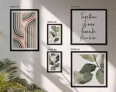 Sada obrazů do ložnice stylová geometrie s květinovými akcenty
