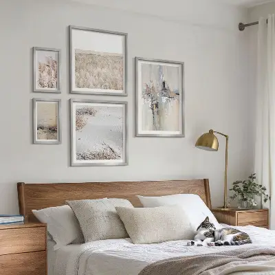 Sada obrazů do ložnice stylové dekorace s motivem přírody v minimalistickém stylu