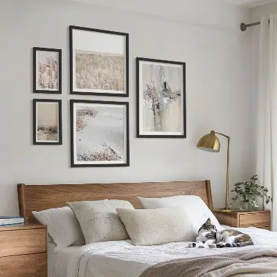 Sada obrazů do ložnice stylové dekorace s motivem přírody v minimalistickém stylu