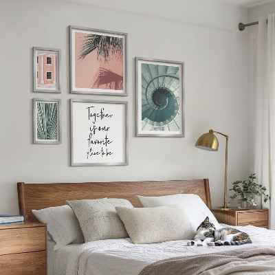 Sada obrazů do ložnice Stylové geometrické interiéry