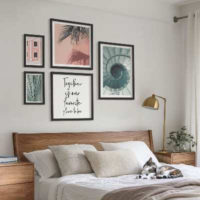 Sada obrazů do ložnice Stylové geometrické interiéry