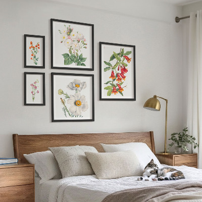 Sada obrazů do ložnice Květinové botanické ilustrace