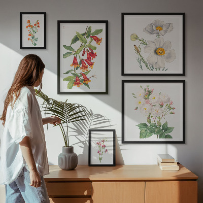Sada obrazů do ložnice Květinové botanické ilustrace