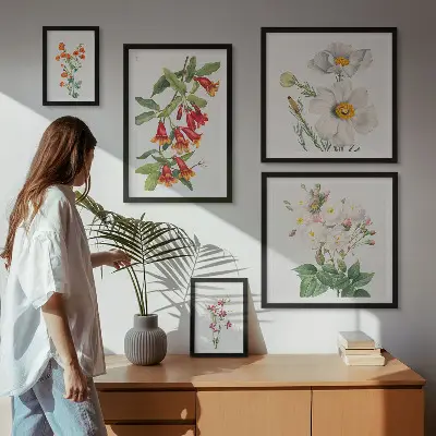 Květinové botanické ilustrace sada obrazů do ložnice