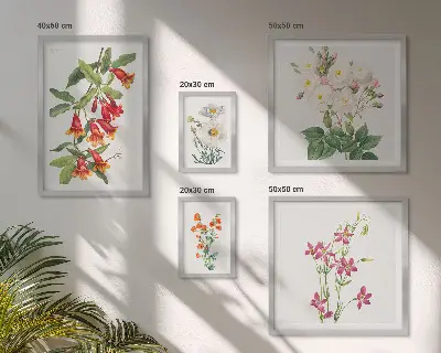 Květinové botanické motivy poliptyk v rámu