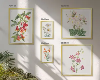 Květinové botanické motivy poliptyk v rámu