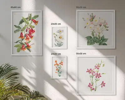 Květinové botanické motivy poliptyk v rámu
