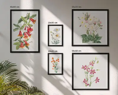 Květinové botanické motivy poliptyk v rámu