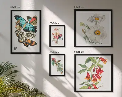 Sada obrazů do ložnice s motivem květin, motýlů a ptáků ve vintage stylu
