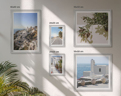 Sada obrazů do ložnice Malebné výhledy na Santorini