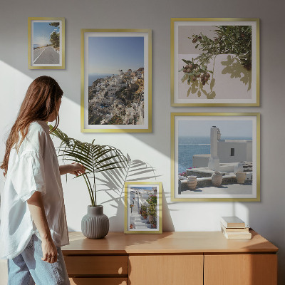 Sada obrazů do ložnice Malebné výhledy na Santorini