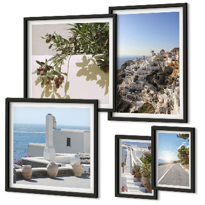 Sada obrazů do ložnice Malebné výhledy na Santorini