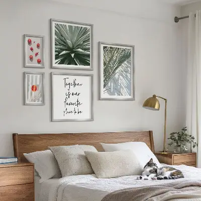 Poliptyk v rámu s motivem boho stylu, rostlin, ovoce a tropické přírody