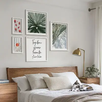 Poliptyk v rámu s motivem boho stylu, rostlin, ovoce a tropické přírody