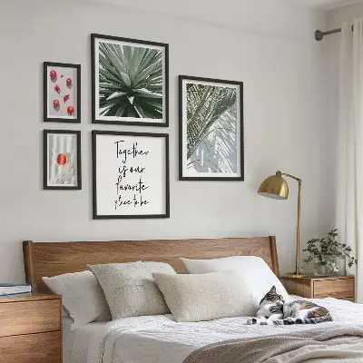 Poliptyk v rámu s motivem boho stylu, rostlin, ovoce a tropické přírody