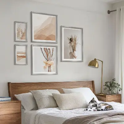 Poliptyk v rámu stylové boho krajiny s rostlinnými motivy