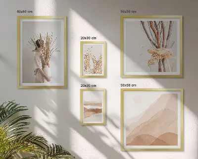 Poliptyk v rámu stylové boho krajiny s rostlinnými motivy