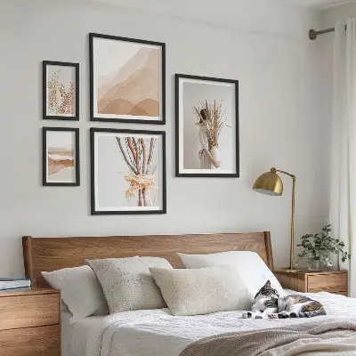 Poliptyk v rámu stylové boho krajiny s rostlinnými motivy