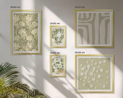 Rostlina s květinami v boho stylu vícedílný obraz v rámu