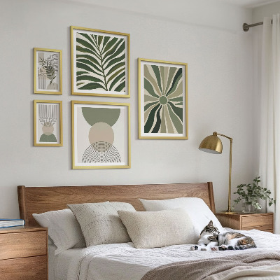 Sada obrazů do ložnice Stylová grafika se zelení