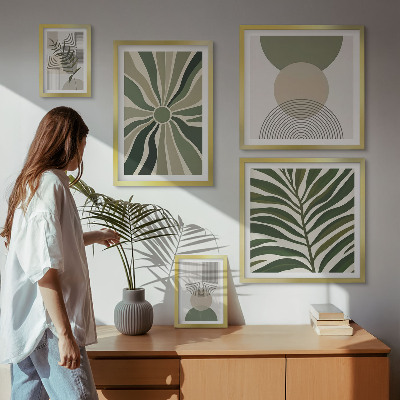 Sada obrazů do ložnice Stylová grafika se zelení