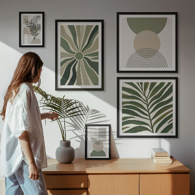 Sada obrazů do ložnice Stylová grafika se zelení