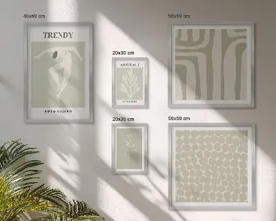 Sada obrazů do ložnice stylová abstraktní zelená grafika