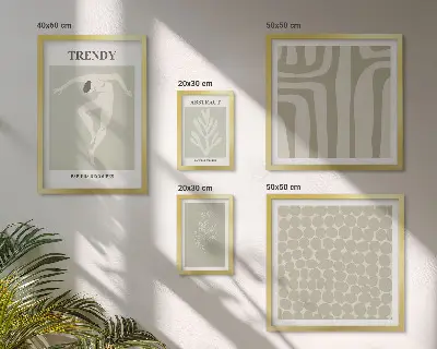 Sada obrazů do ložnice stylová abstraktní zelená grafika