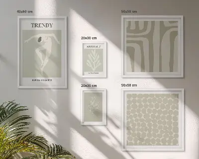 Sada obrazů do ložnice stylová abstraktní zelená grafika