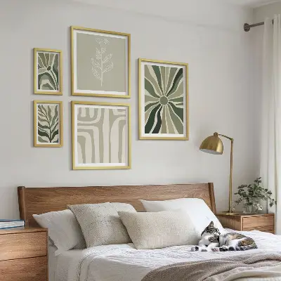 Abstraktní rostlinné vzory poliptyk v rámu