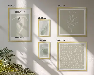 Stylová grafika se zeleným motivem v rámu jako polyptych