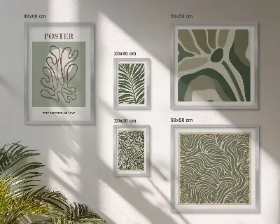 Sada obrazů do ložnice s abstraktními boho rostlinnými motivy