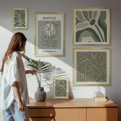 Sada obrazů do ložnice s abstraktními boho rostlinnými motivy