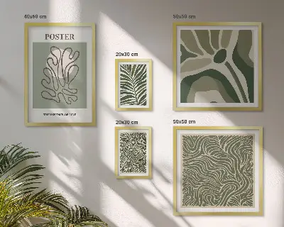 Sada obrazů do ložnice s abstraktními boho rostlinnými motivy