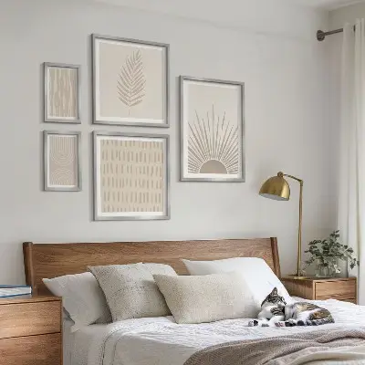 Sada obrazů do ložnice stylové dekorace s přírodní geometrií