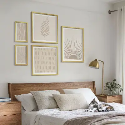 Sada obrazů do ložnice stylové dekorace s přírodní geometrií