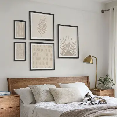 Sada obrazů do ložnice stylové dekorace s přírodní geometrií