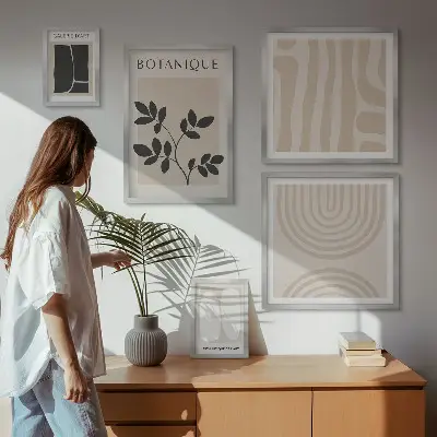 Stylová grafika rostlin v rámu jako polyptych