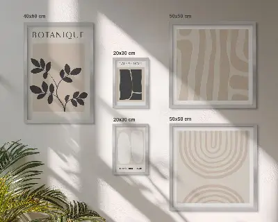 Stylová grafika rostlin v rámu jako polyptych