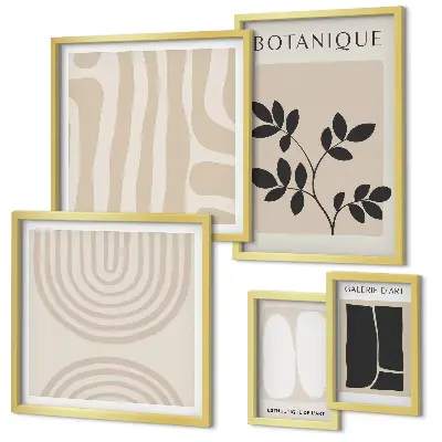 Stylová grafika rostlin v rámu jako polyptych