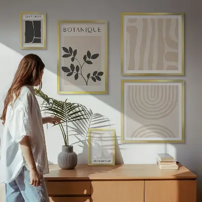Stylová grafika rostlin v rámu jako polyptych