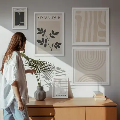 Stylová grafika rostlin v rámu jako polyptych
